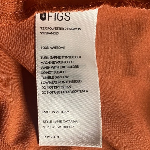 FIGS Catarina Scrub Top Technical Collection Womens XS Short Sleeve Orange - Picture 8 of 8